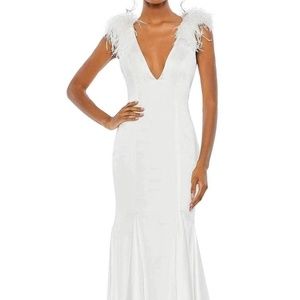 Mac Duggal Sleeveless Feather Gown